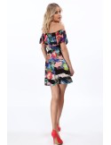 Rochie florala legata la gat, neagra MP60447 - Magazin online - Boutique